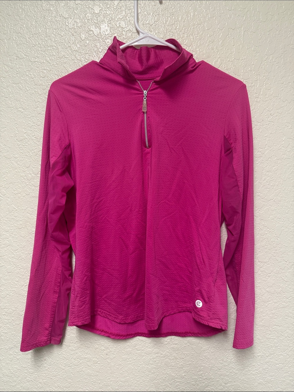 BETTE & COURT Hot Pink Quarter-Zip Performance Long Sleeve Top Size Large